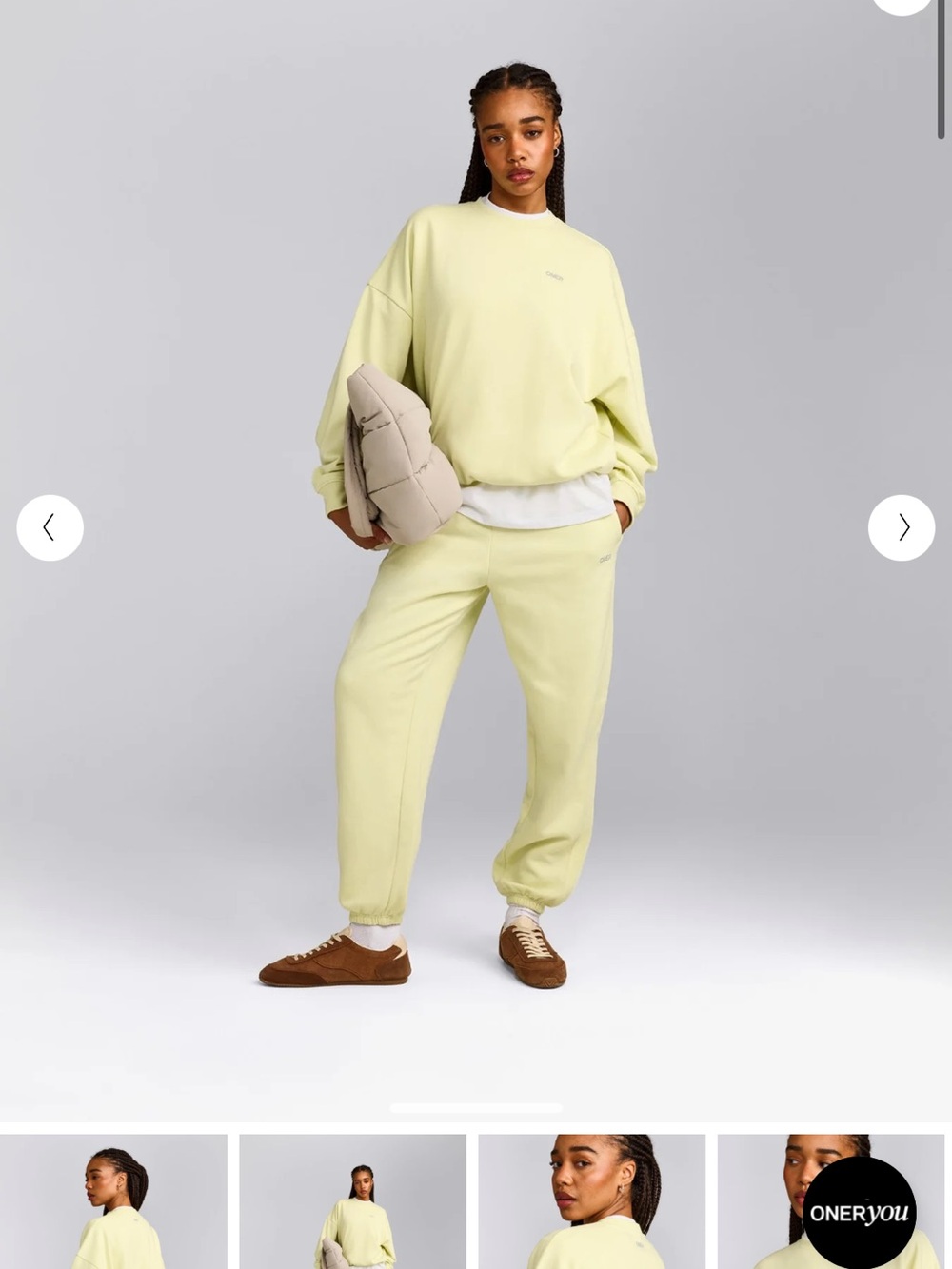 Oner Active Foundations All Season Crew Neck Sweatshirt in Pastel Yellow Size L